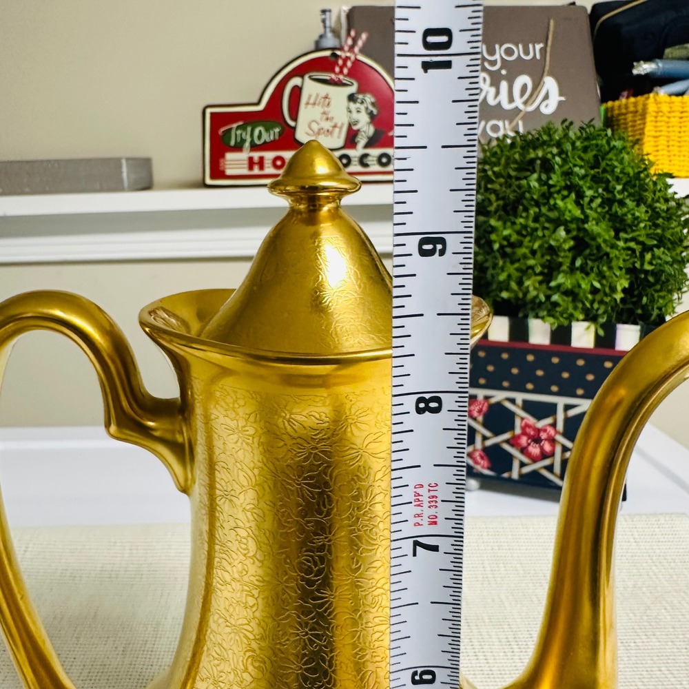 PICKARD 625 Coffee Pot with Lid Gold Encrusted Rose Daisy Pattern Vintage - Picture 6 of 6
